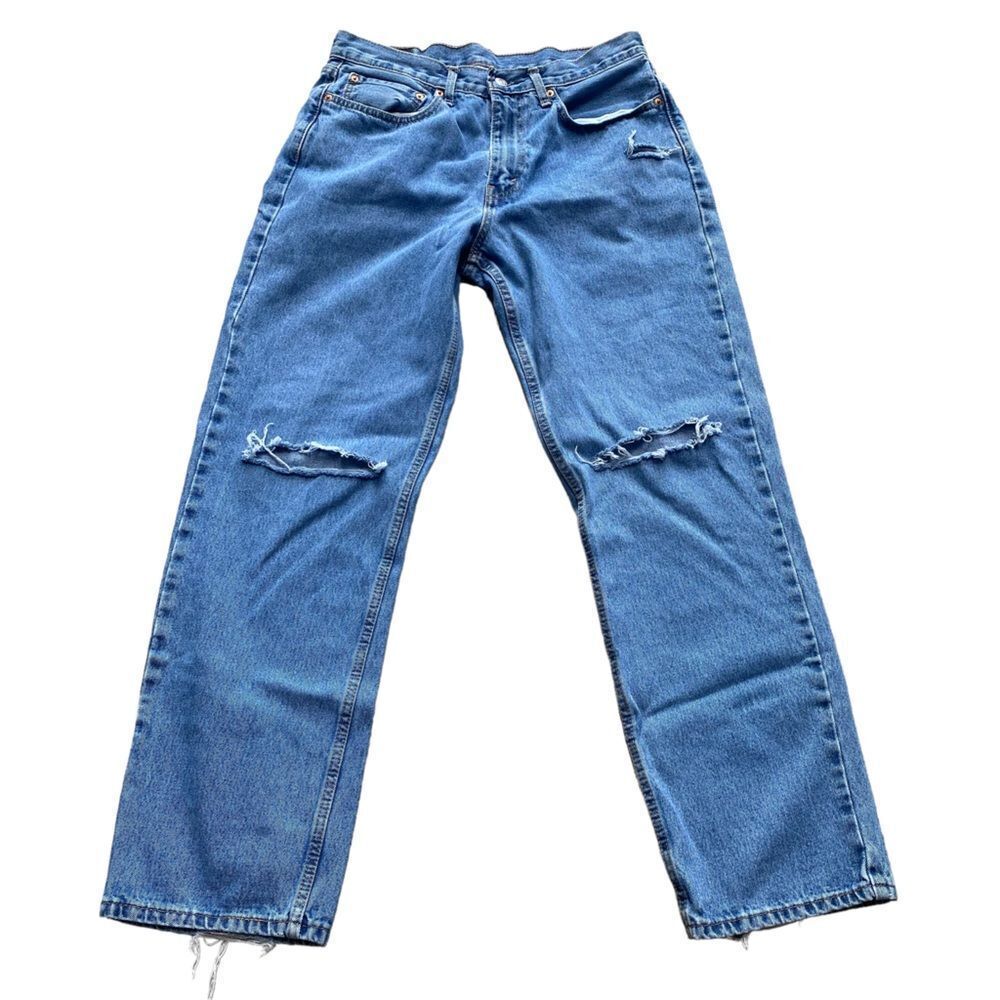 Levi’s Y2K Straight Leg Light Wash Hi Waisted Distressed Denim Jeans